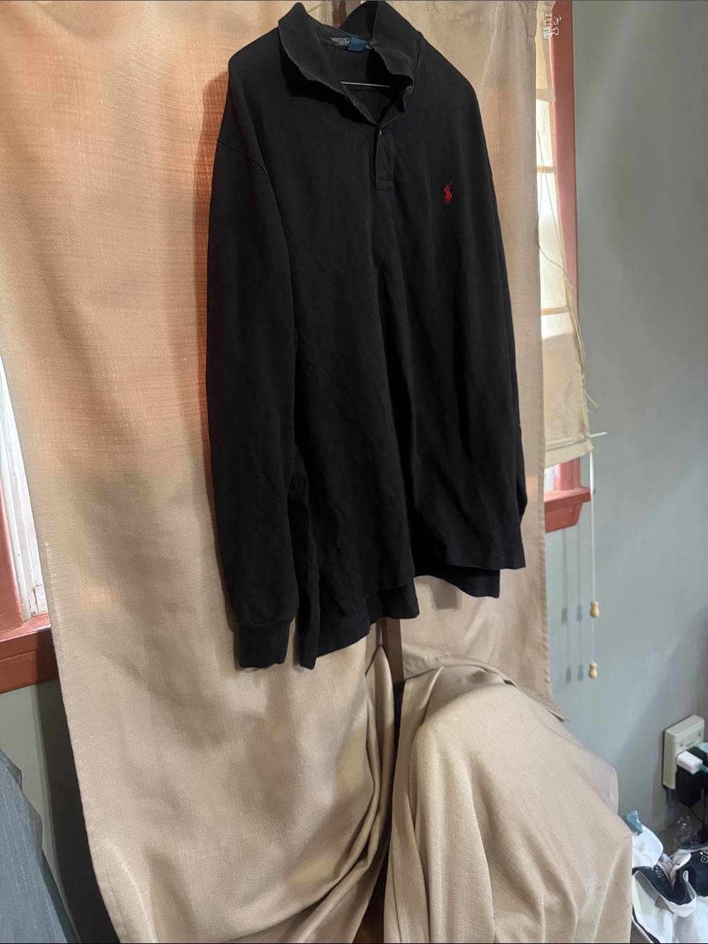 Ralph Lauren Black Long Sleeve Rugby with Red Pony Logo